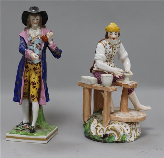 A 19th century Derby figure of a potter, 7.5in. and another